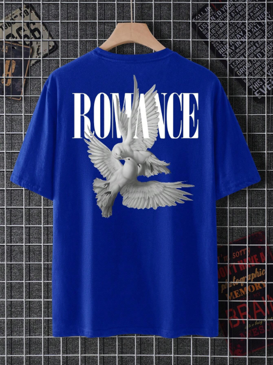 Men's White Dove And Letter Print T-Shirt