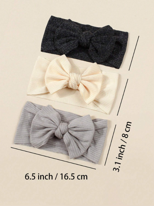 3pcs Baby Breathable Soft Knit Turban Headband With Butterfly Knot For Spring And Summer