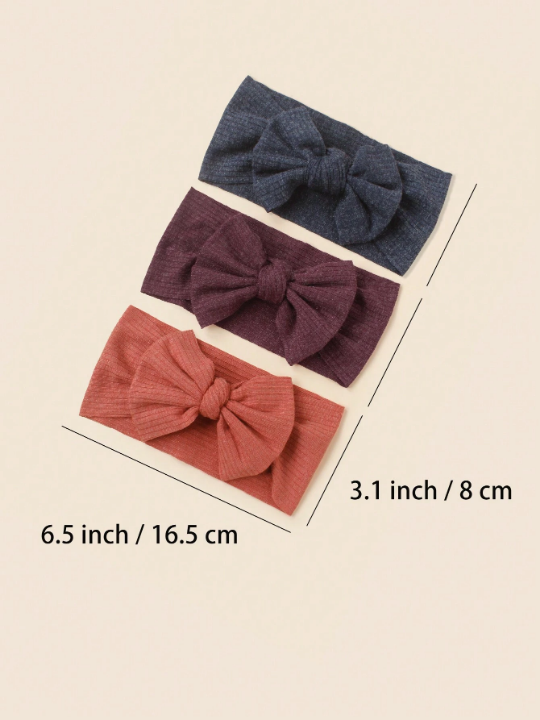 3pcs Baby Spring Summer Breathable Soft Knitted Turban Headbands With Butterfly Knot