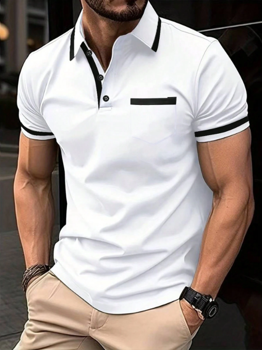 Manfinity Homme Men Contrast Trim Polo Shirt