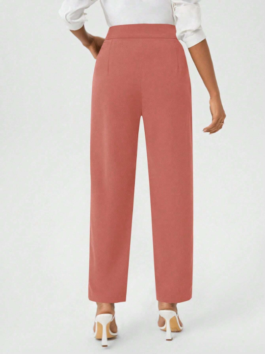 Women's Solid Color High Waist Slant Pocket Pants