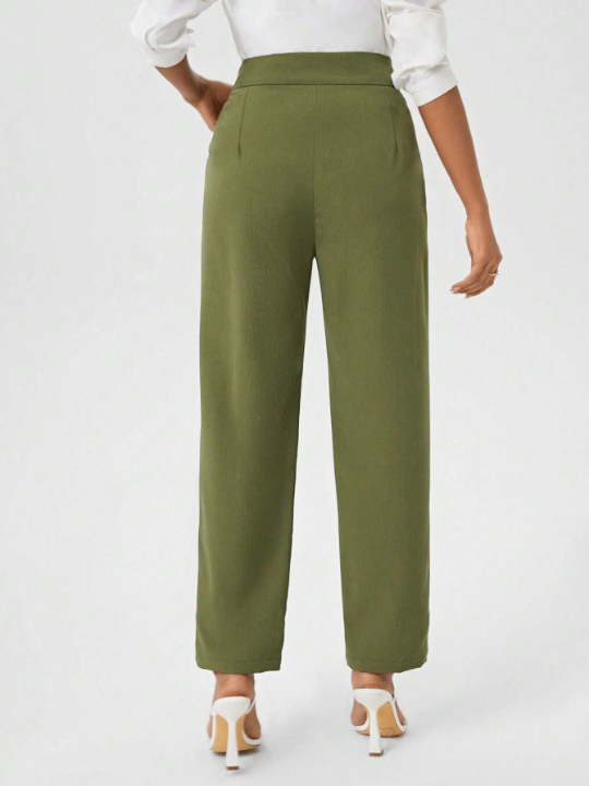 Ladies Solid Color Straight Leg Pants