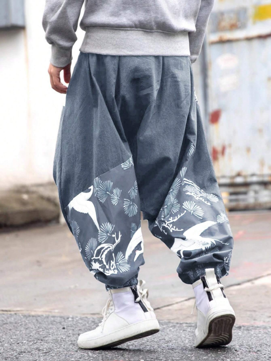 Manfinity Homme Graphic Print Wide Leg Men's Pants