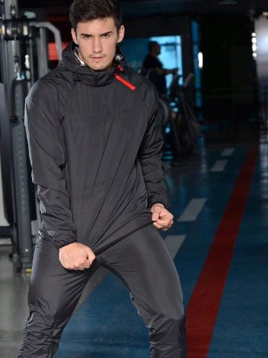 Men's Professional Sport Fitness Sweatshirt & Pants Suits For Boxing Training Weight Loss Sauna Workout Gym