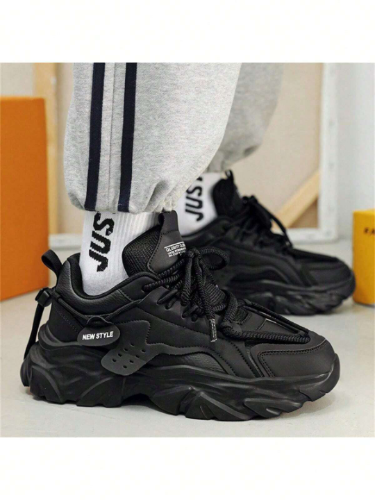 Men's Winter Trendy Athletic Dad Shoes, Anti-Skid Wear Resistant, Height Increasing Sports Shoes & Fashion White Sneakers