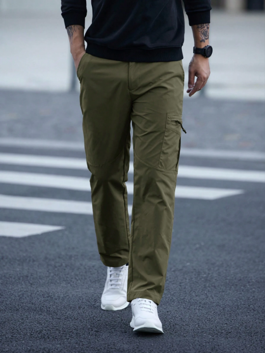 Manfinity Mode Men's Solid Color Casual Cargo Pants