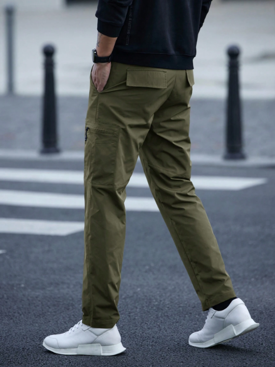 Manfinity Mode Men's Solid Color Casual Cargo Pants