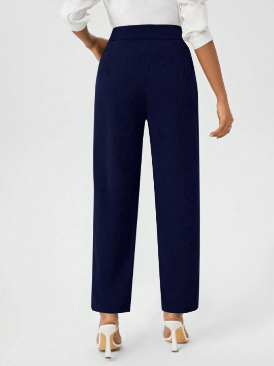 Women's Plain Color Trouser Pants With Pockets