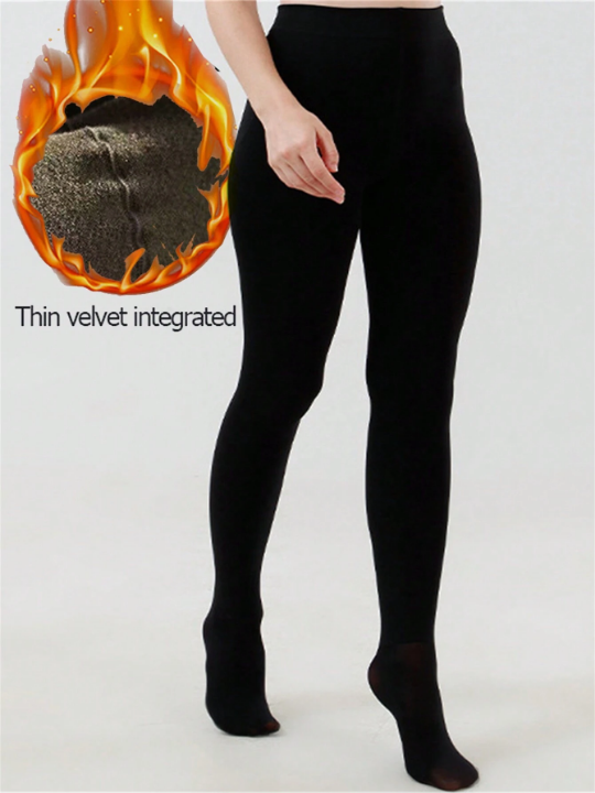 Plus Size, Ultra Soft And Thick Velvet Leggings For Women's Big Thigh, High Waist, Suitable For 80-250kg, For Winter, Spring & Autumn, Footed Or Footless, Premium Quality, Comfortable And Warm For Pregnant Women