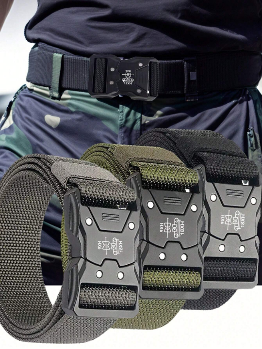 1pc New Quick Release Belt, Casual Tactical Training Belt, Soft Nylon Sports Accessory For Men