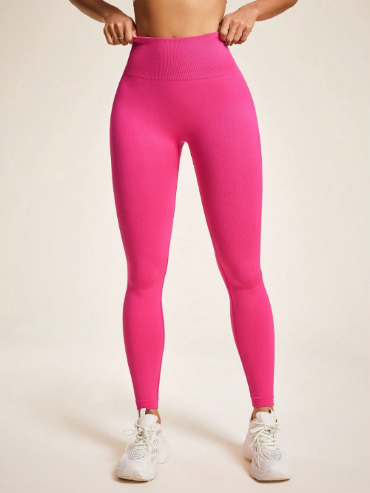 Yoga Basic Solid Color High-Waist Seamless Sports Leggings