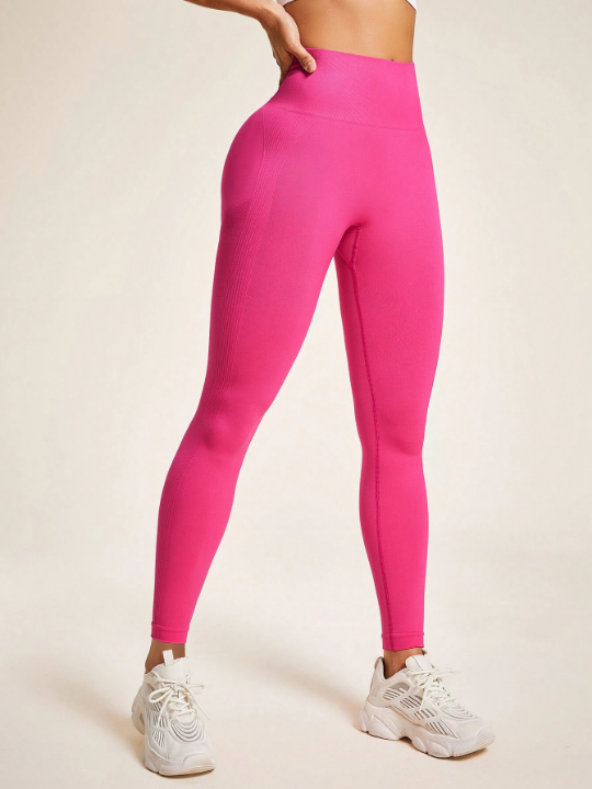 Yoga Basic Solid Color High-Waist Seamless Sports Leggings