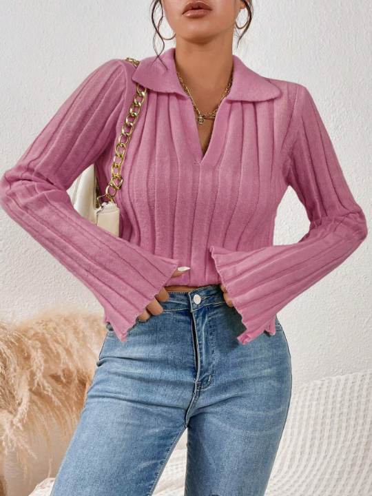 Frenchy Solid Color Turtleneck Split Knitted Sweater Pullover