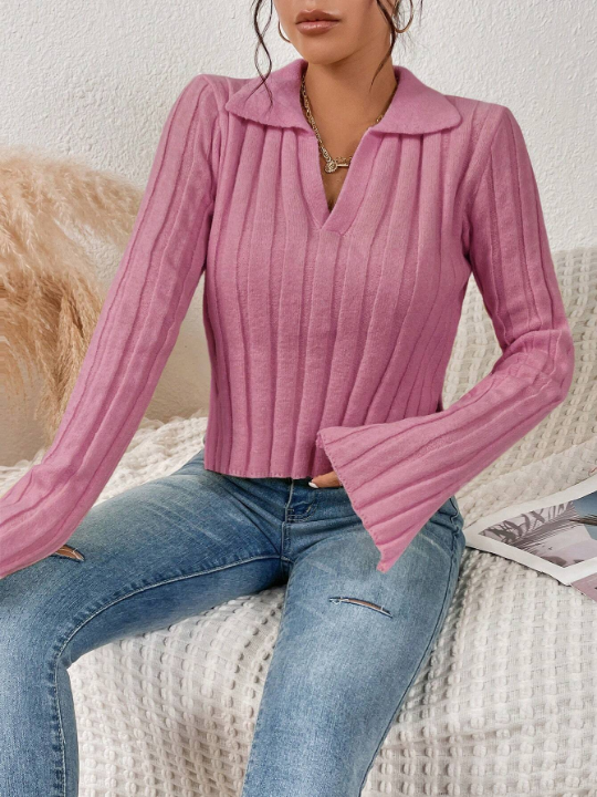 Frenchy Solid Color Turtleneck Split Knitted Sweater Pullover