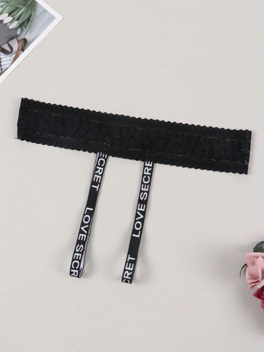 Lace Belted Sexy Women's Crotchless Thong Panties