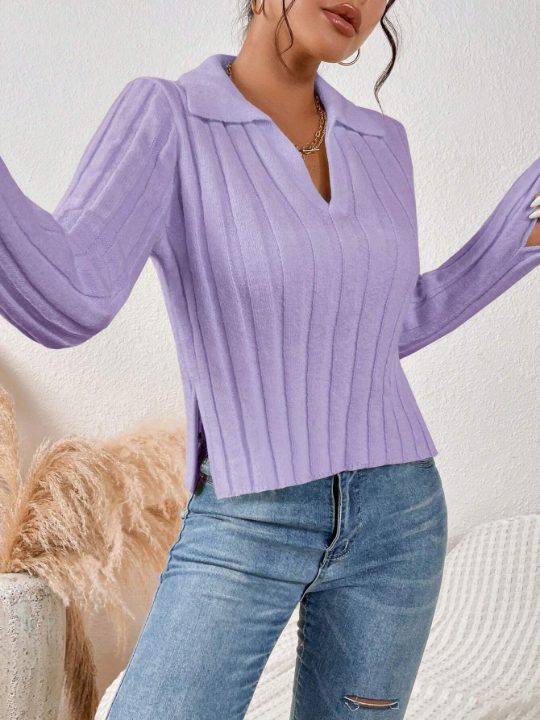 Frenchy Women's Solid Color Pullover Sweater With Turtleneck And Waffle Knit Stitching