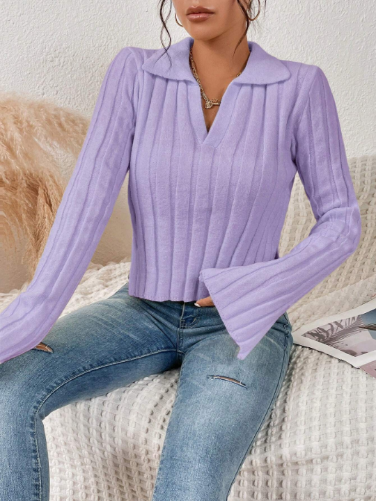 Frenchy Women's Solid Color Pullover Sweater With Turtleneck And Waffle Knit Stitching