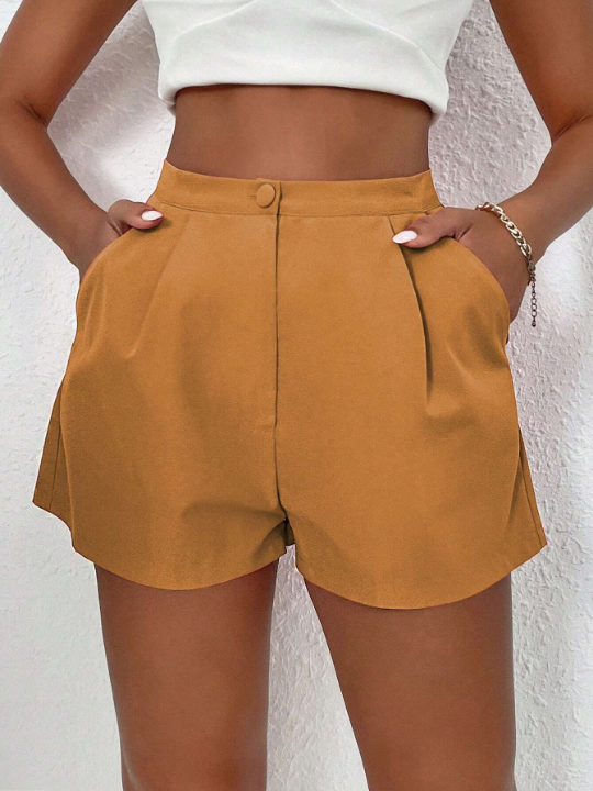 Essnce Women's Casual Solid Color Summer Shorts