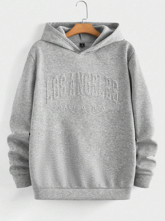 Manfinity Sporsity Men's Casual Hooded Sweatshirt With Letter Embossed Design