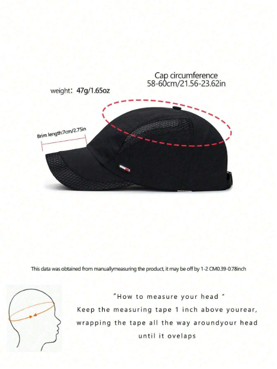 1pc Lightweight & Breathable Mesh Baseball Cap, Truck Driver Cap, Dad Cap, Golfer Cap, Running Cap