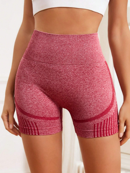 Yoga Basic Seamless High Stretch Wide-Waistband Sports Shorts