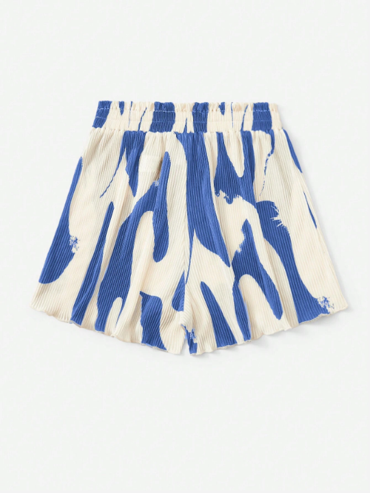 WYWH Women's Random Print Pleated Shorts