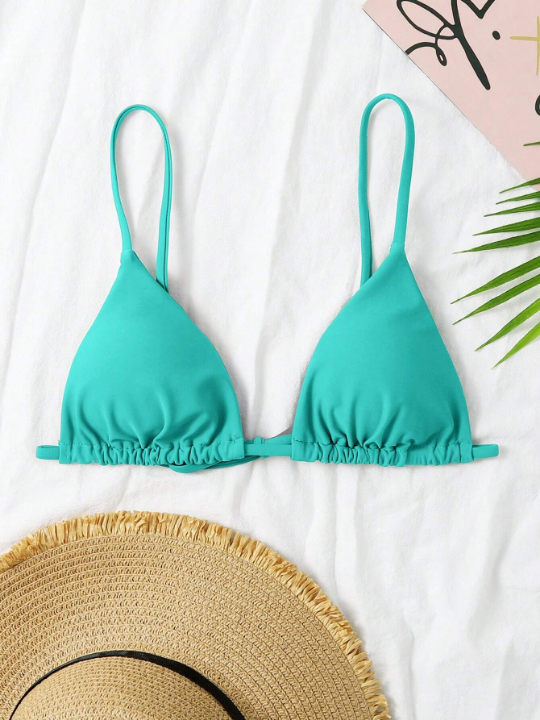 Swim Basics Solid Color Halter Bikini Top