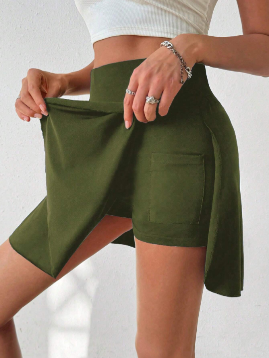 Women's Solid Color Pocket Design Versatile Shorts Suitable For Spring And Summer Matching