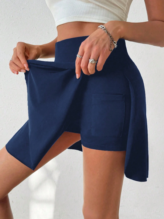 Ladies' Solid Color Wide Leg Shorts Skirt