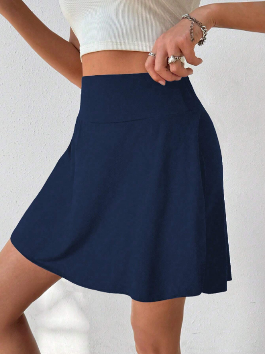 Ladies' Solid Color Wide Leg Shorts Skirt