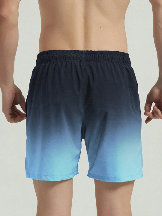 Manfinity Swimmode Men's Gradient Color Drawstring Waist Beach Shorts