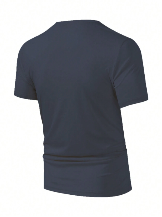 Men's Mountain Range And Electrocardiogram Printed Short Sleeve T-Shirt
