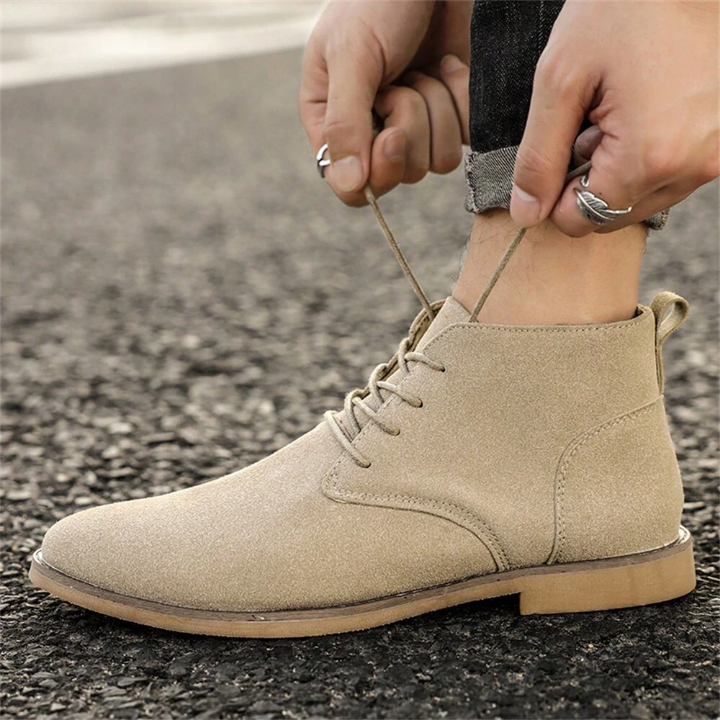 Spring/Summer New Arrival Men's Lightweight High-Top Pu Leather Boots, Business Formal Shoes, Slip-Resistant, Durable, Soft And Comfortable