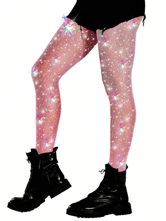 Women's Rhinestone Fishnet Tights Sparkle Fishnet Stockings Carnival Glitter Tights