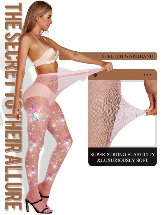 Women's Rhinestone Fishnet Tights Sparkle Fishnet Stockings Carnival Glitter Tights