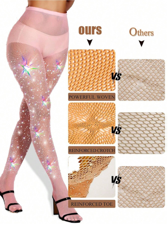 Women's Rhinestone Fishnet Tights Sparkle Fishnet Stockings Carnival Glitter Tights