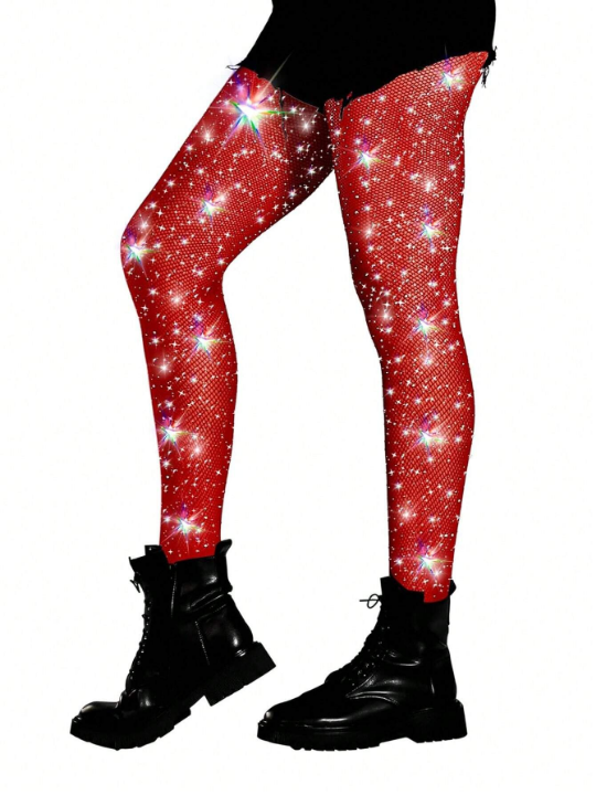 Women's Rhinestone Fishnet Tights Sparkle Fishnet Stockings Carnival Glitter Tights