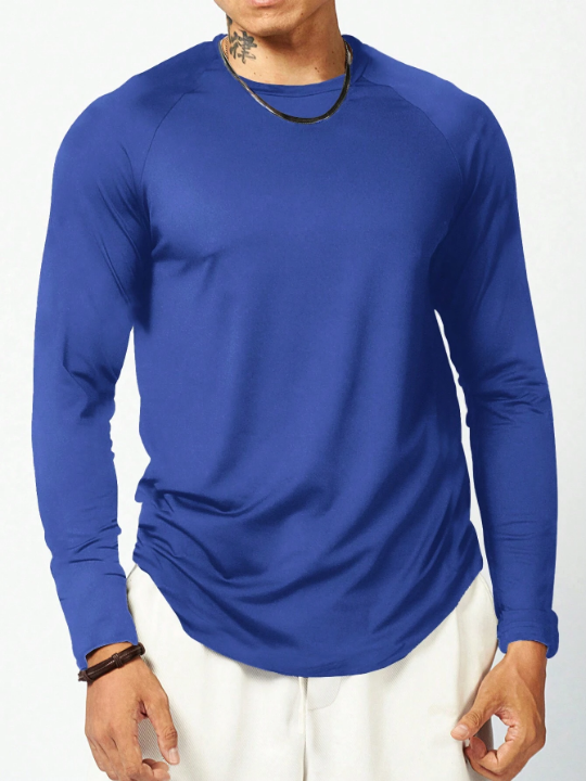 Sport Corelite Men's Solid Color Round Neck Insert Sleeve Long Sleeve Sports T-Shirt