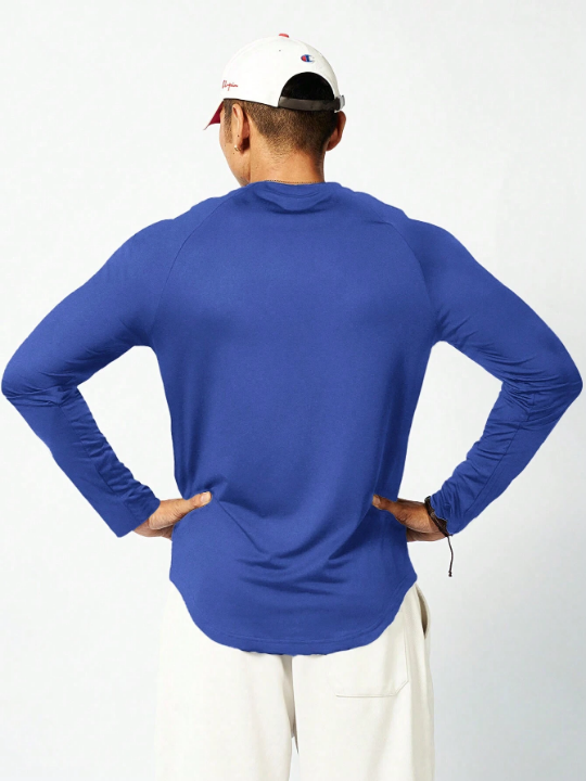 Sport Corelite Men's Solid Color Round Neck Insert Sleeve Long Sleeve Sports T-Shirt