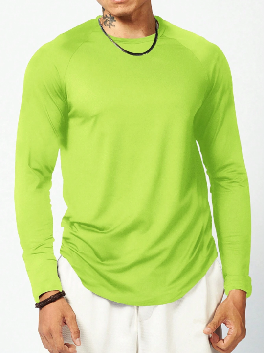 Sport Corelite Men's Solid Color Round Neck Drop Shoulder Long Sleeve Sports T-Shirt