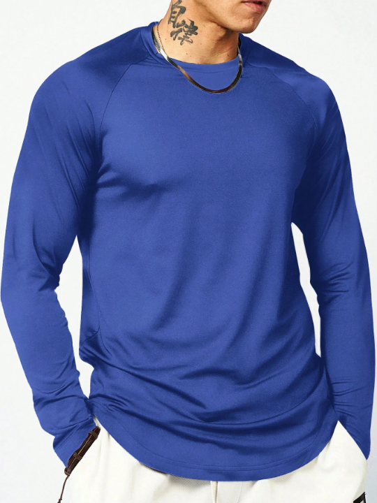 Sport Corelite Men's Solid Color Round Neck Insert Sleeve Long Sleeve Sports T-Shirt