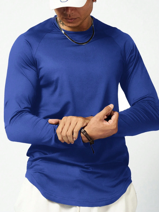 Sport Corelite Men's Solid Color Round Neck Insert Sleeve Long Sleeve Sports T-Shirt