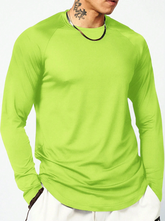 Sport Corelite Men's Solid Color Round Neck Drop Shoulder Long Sleeve Sports T-Shirt