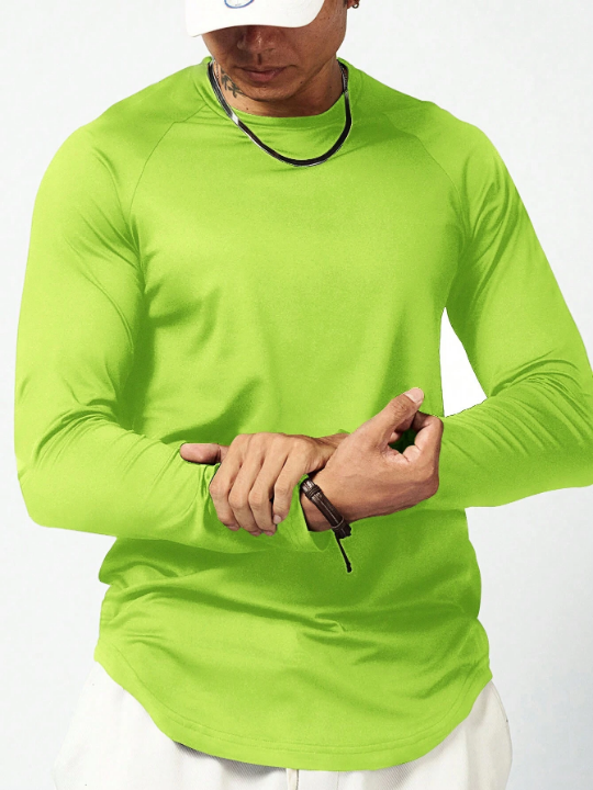 Sport Corelite Men's Solid Color Round Neck Drop Shoulder Long Sleeve Sports T-Shirt