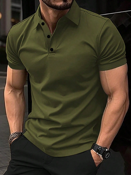 Manfinity Homme Men's Solid Color Polo Shirt