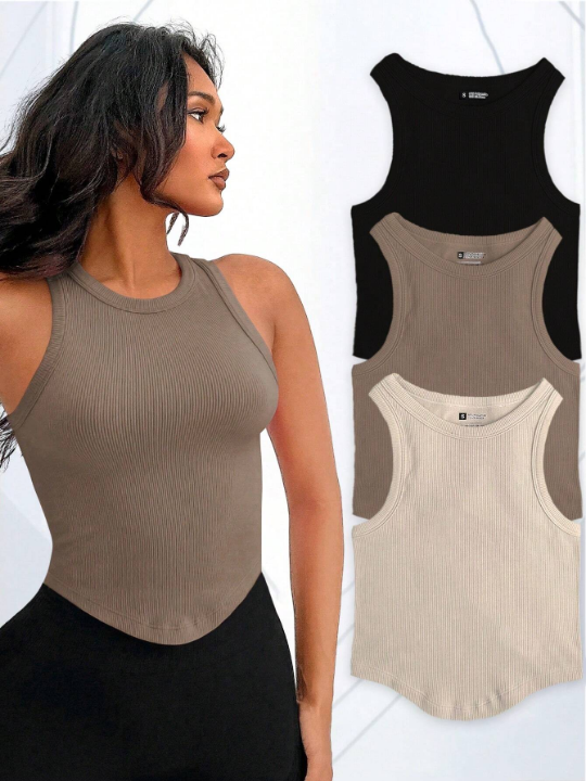 Yoga Basic Women's Solid Color Round Neck Sports Vest