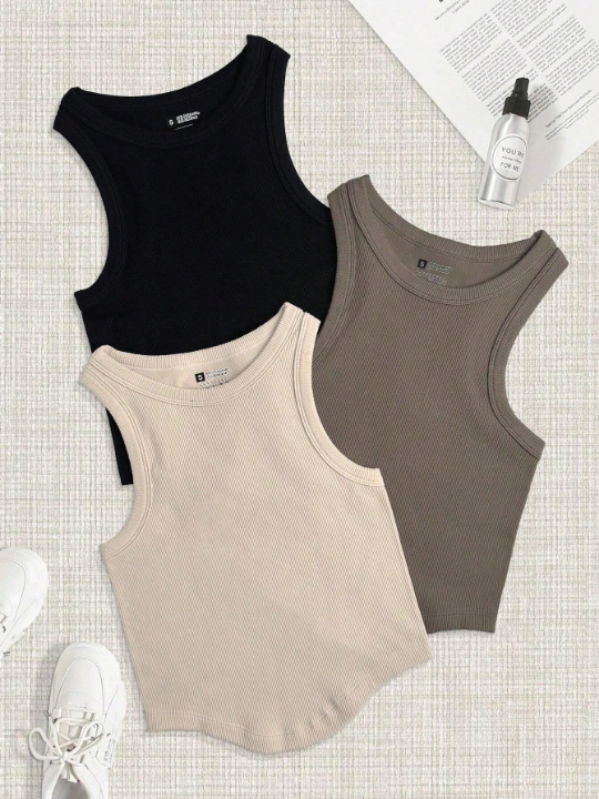 Yoga Basic Women's Solid Color Round Neck Sports Vest