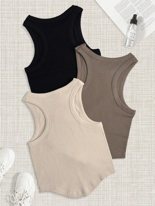 Yoga Basic Women's Solid Color Round Neck Sports Vest