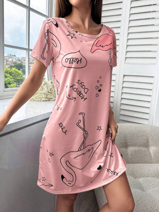 Women's Letter Printed Sleep Dress