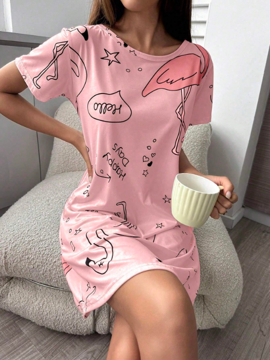 Women's Letter Printed Sleep Dress